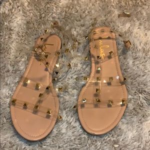 Lulu’s Clear Studded Gladiators Sandals